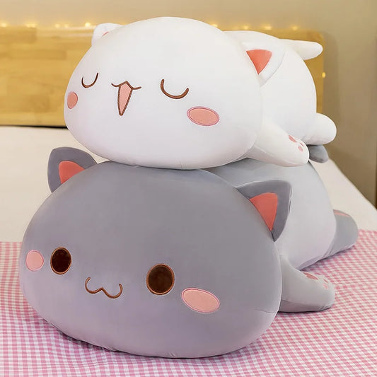 Kawaii Mitao Goma & Peach Lying Cat Plushie Stuffed Toy